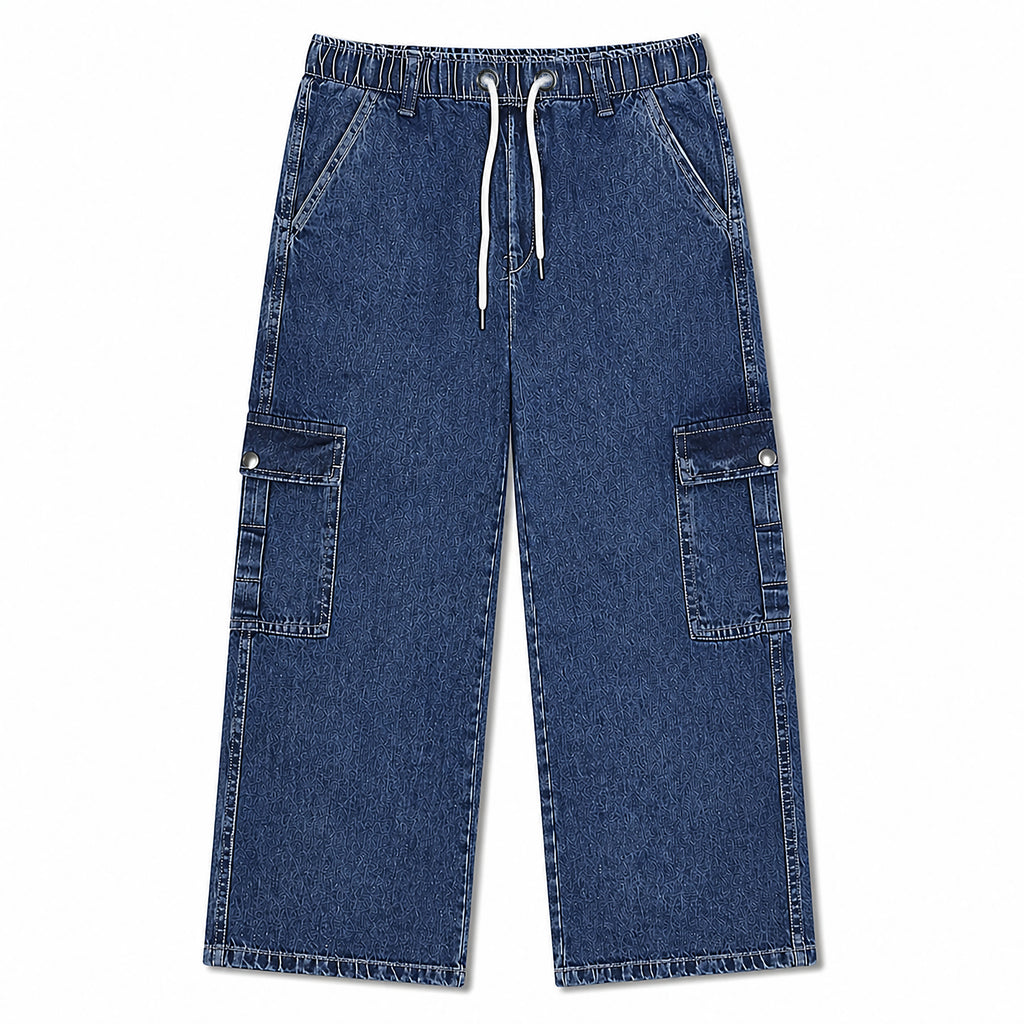 Relaxed Drawstring Cargo Denim Pants – Comfort Fit Everyday Style | | CD-PPS22