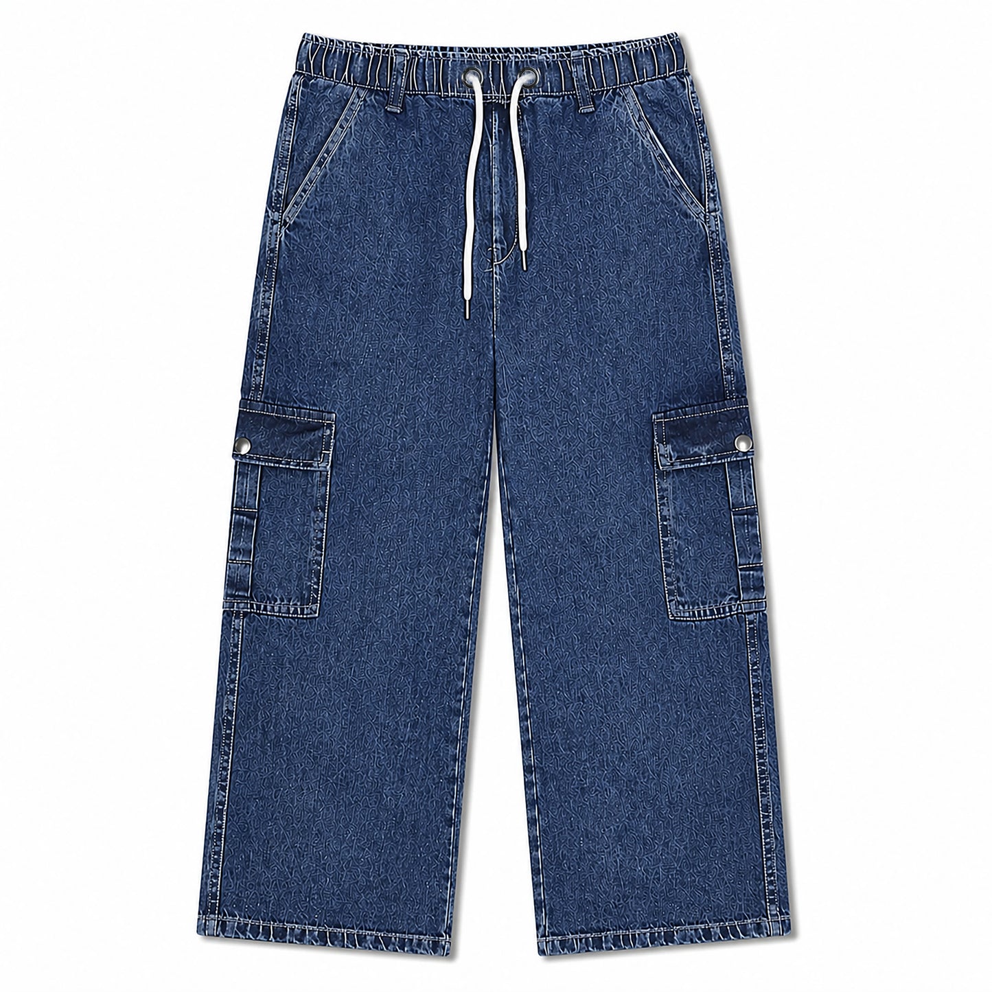 Relaxed Drawstring Cargo Denim Pants – Comfort Fit Everyday Style | | CD-PPS22
