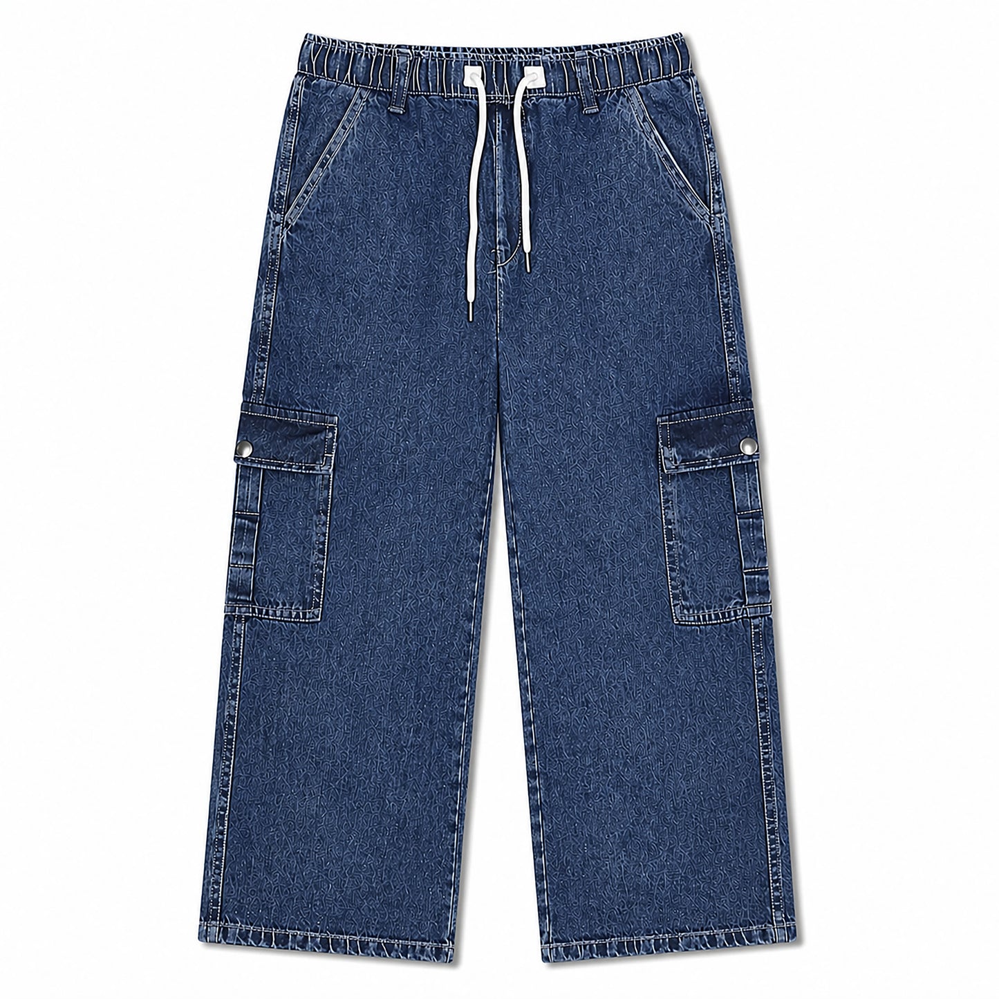 Relaxed Drawstring Cargo Denim Pants – Comfort Fit Everyday Style | | CD-PPS22