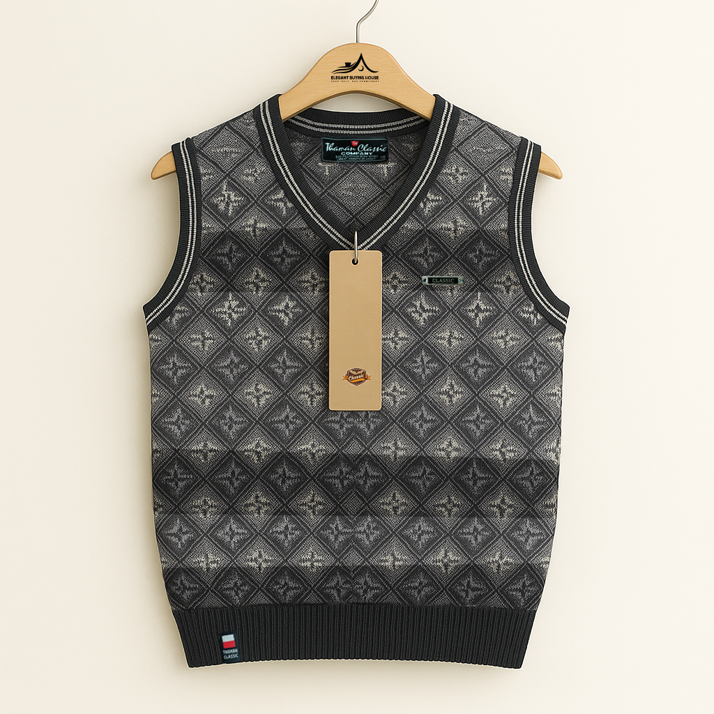 Men’s Classic Patterned Knit Sweater Vest – Soft Winter Layering Essential | Code-SWP52
