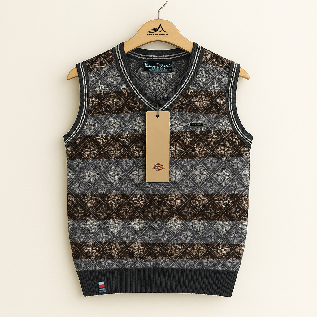 Men’s Classic Patterned Knit Sweater Vest – Soft Winter Layering Essential | Code-SWP52