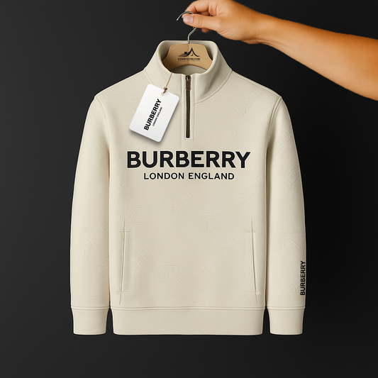 Luxury Embossed Half-Zip Sweatshirt for Men – Ultra Soft Winter Wear | Code-SWP36