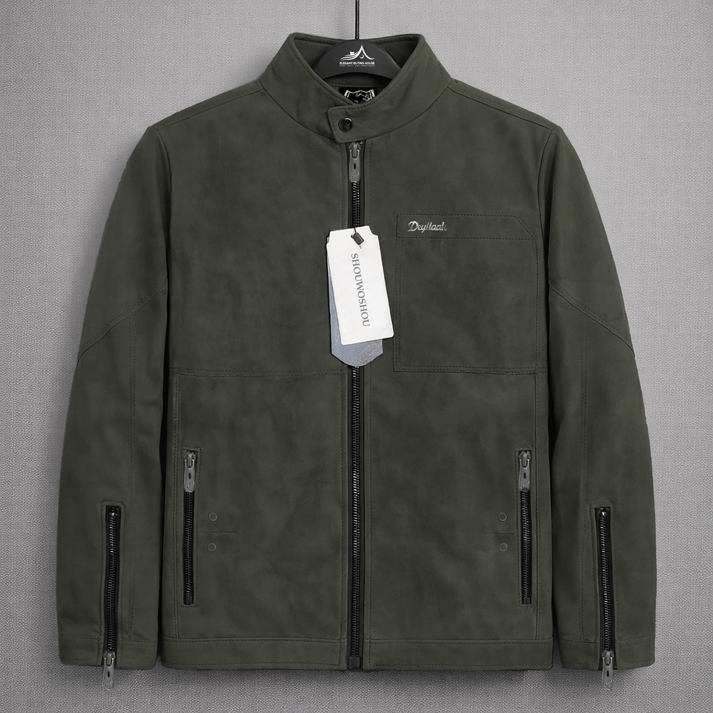 Men’s Imported Premium Stand Collar Zipper Leather Jacket – Modern Fit Stylish Outerwear | Code-SWP65