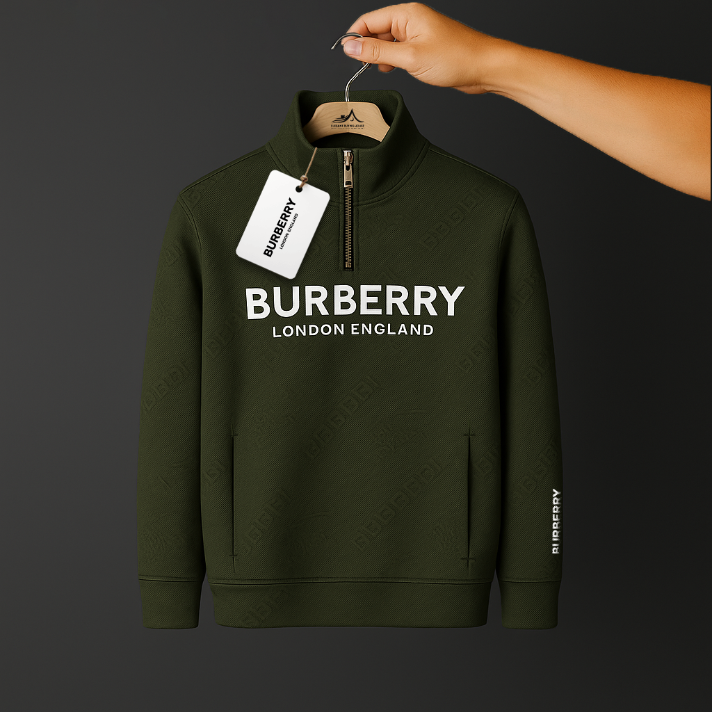 Luxury Embossed Half-Zip Sweatshirt for Men – Ultra Soft Winter Wear | Code-SWP36