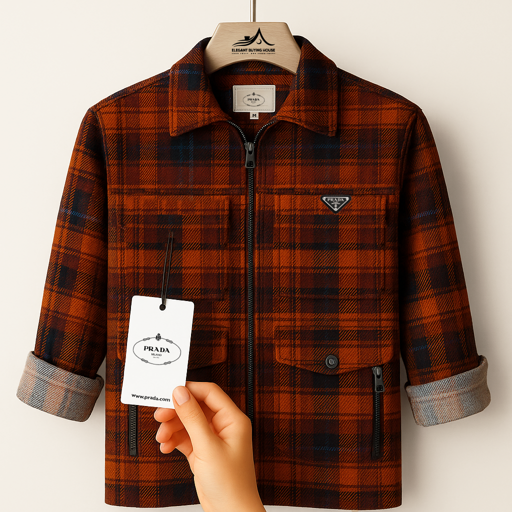 Men’s Rust Orange Plaid Checkered Zip-Up Jacket| Code-SWP26