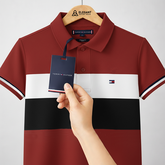 Men’s Stylish Striped Polo T-Shirt – Soft Breathable Fabric | Multiple Colors Available| CD-MCP18