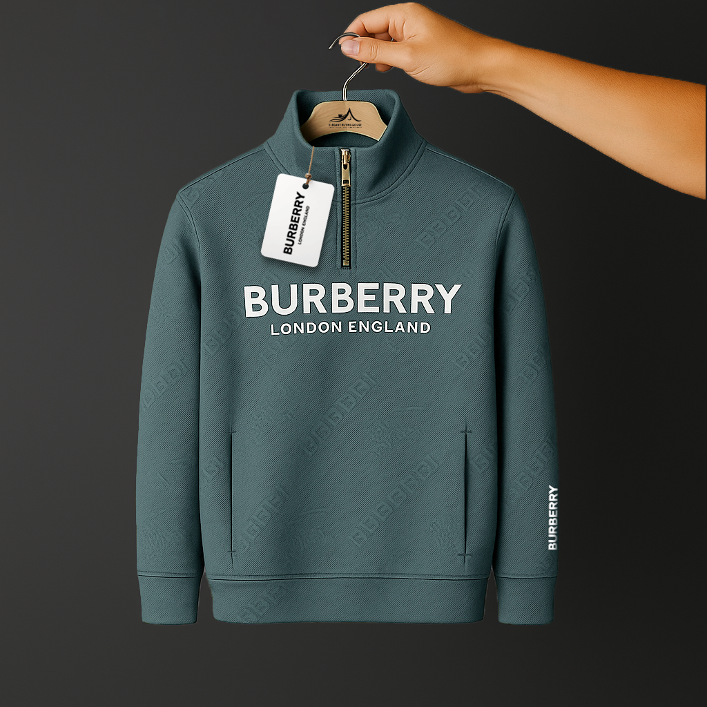 Luxury Embossed Half-Zip Sweatshirt for Men – Ultra Soft Winter Wear | Code-SWP36