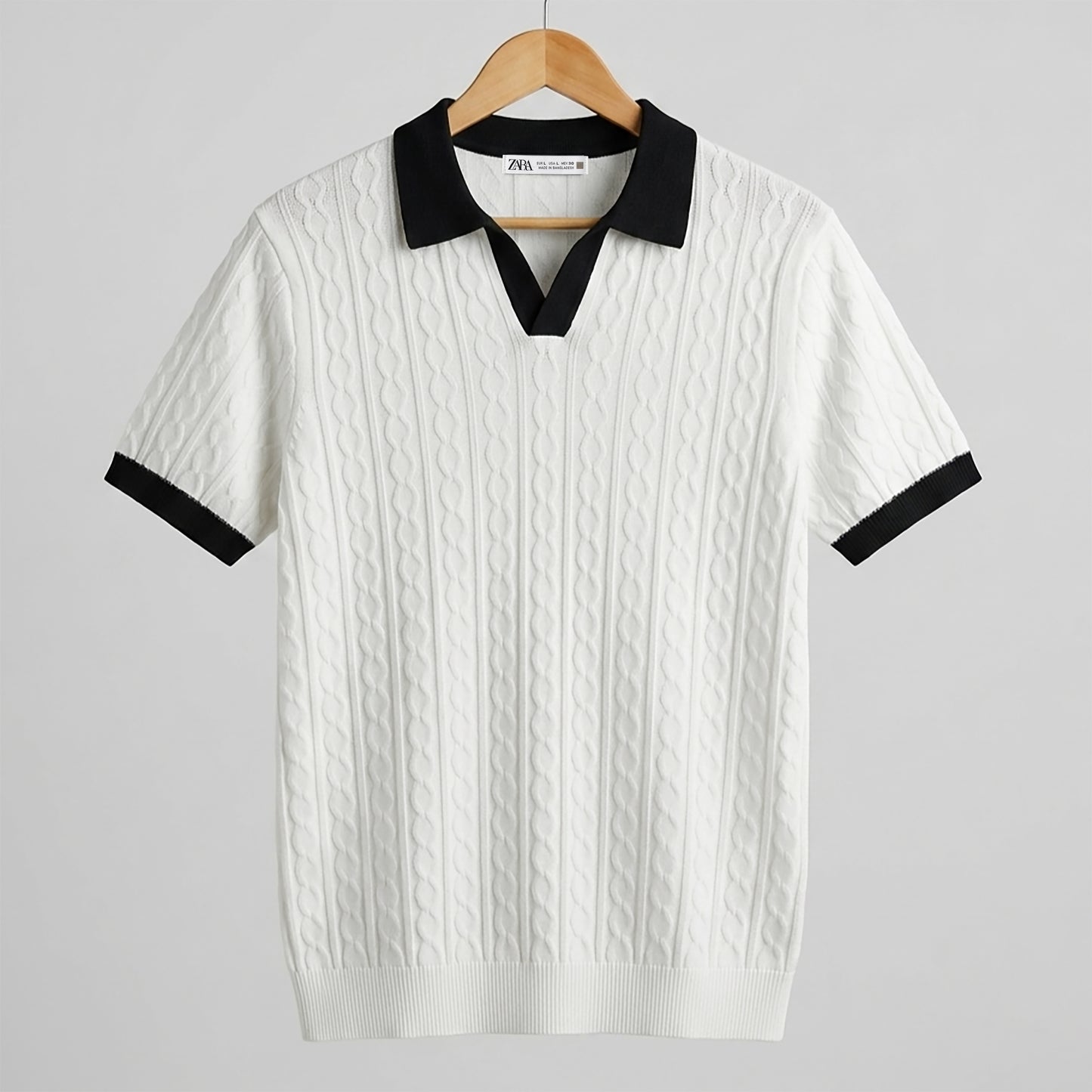 Classic Knit Collar Textured Polo T-Shirt | CD-PZ67