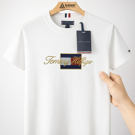 Premium Embroidered Signature Cotton T-Shirt – Smart Casual Comfort Fit | CD-MCP118