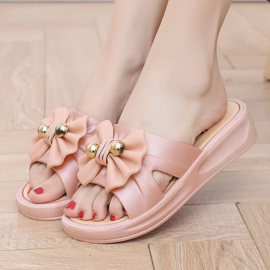 Women's summer new style bow tie flip-flops fairy multi-functional soft sole sandals CD-WS7 (China To Bangladesh Home Delivery)