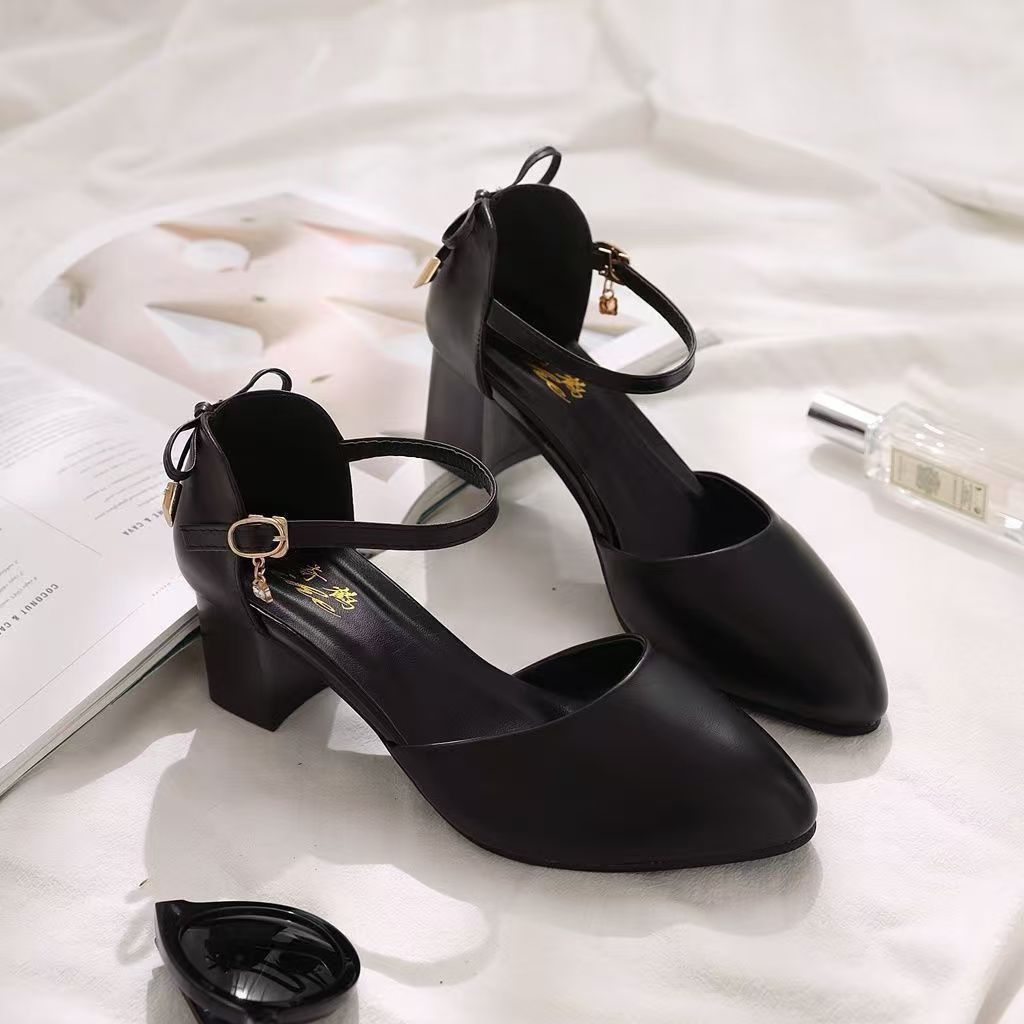 Women's soft leather high-heeled shoes with spring and summer thick CD-SN109 (China To Bangladesh Home Delivery)