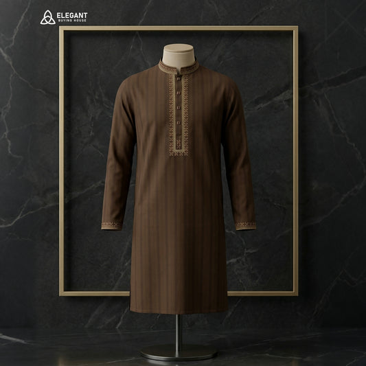 Striped Embroidered Panjabi for Elegant Occasions | CD-PG93