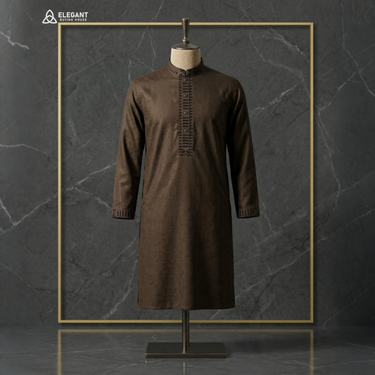 Elegant Textured Panjabi with Premium Embroidered Placket | CD-PG95